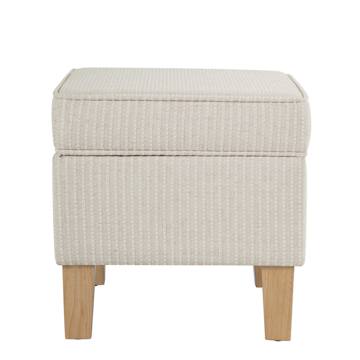 HomePop Medium Tufted Storage Ottoman - White Woven Stripe