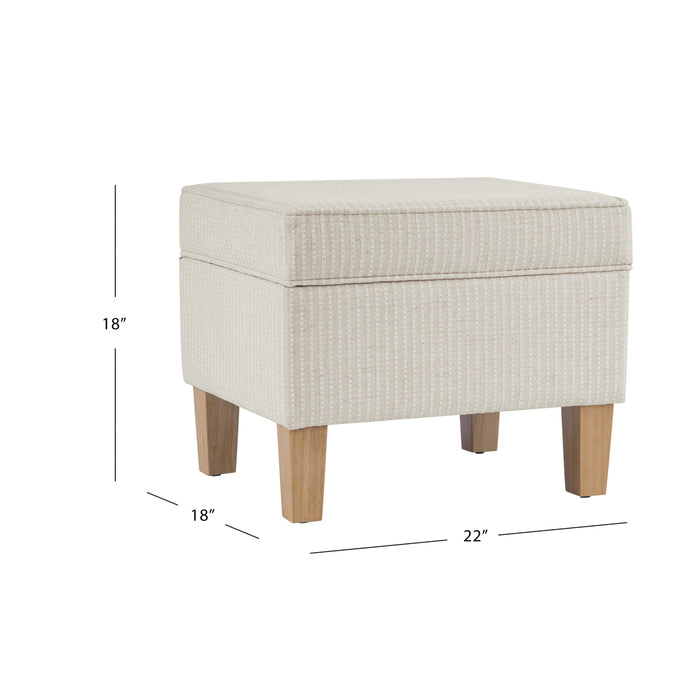 HomePop Medium Tufted Storage Ottoman - White Woven Stripe