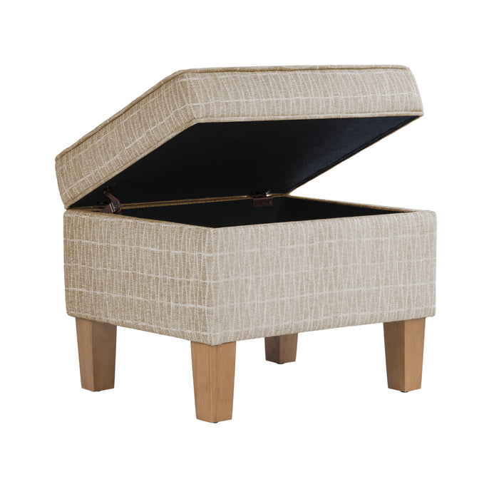 HomePop Medium Tufted Storage Ottoman - Tan Geometric Pattern