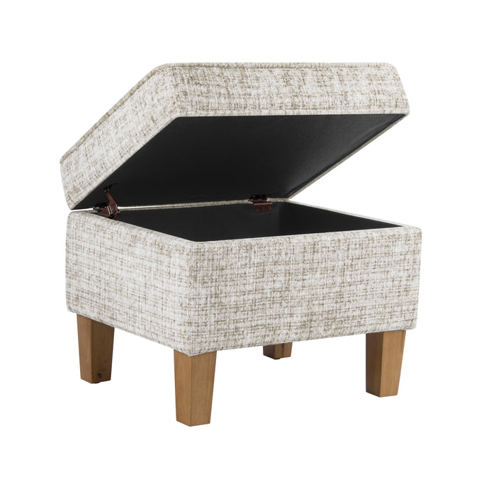 HomePop Medium Tufted Storage Ottoman - Cream Textural Woven