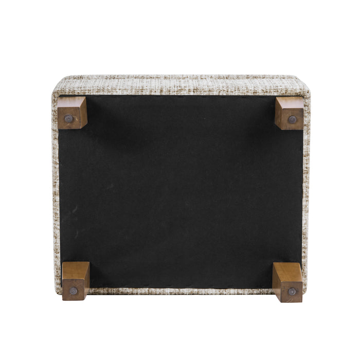 HomePop Medium Tufted Storage Ottoman - Cream Textural Woven