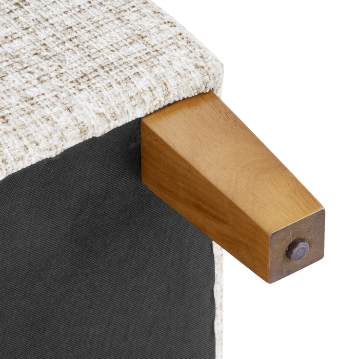 HomePop Medium Tufted Storage Ottoman - Cream Textural Woven