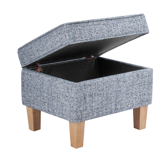 HomePop Medium Tufted Storage Ottoman - Blue Gray Woven Fabric