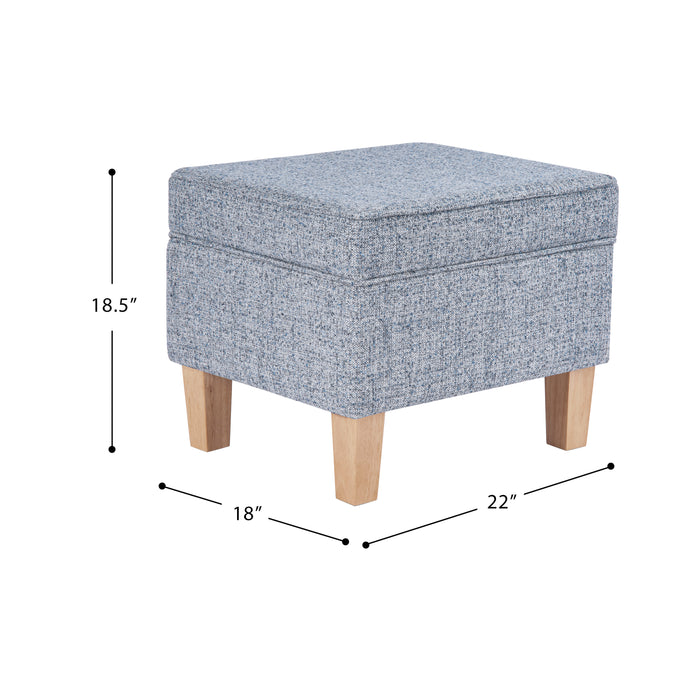 HomePop Medium Tufted Storage Ottoman - Blue Gray Woven Fabric