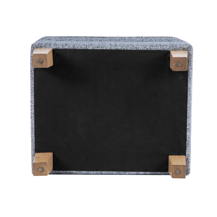 HomePop Medium Tufted Storage Ottoman - Blue Gray Woven Fabric