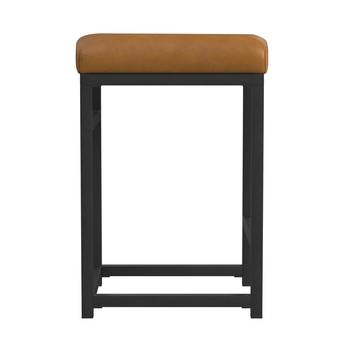 HomePop Open Back Metal 24" Counter Stool - Camel Faux Leather