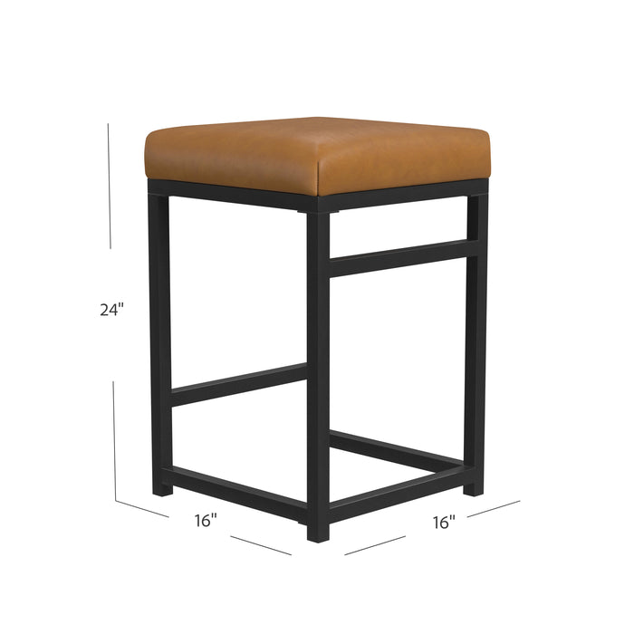 HomePop Open Back Metal 24" Counter Stool - Camel Faux Leather