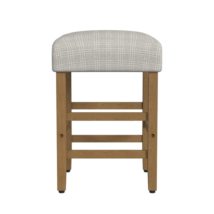 HomePop Square Counter Stool - Sage Mini Grid Pattern
