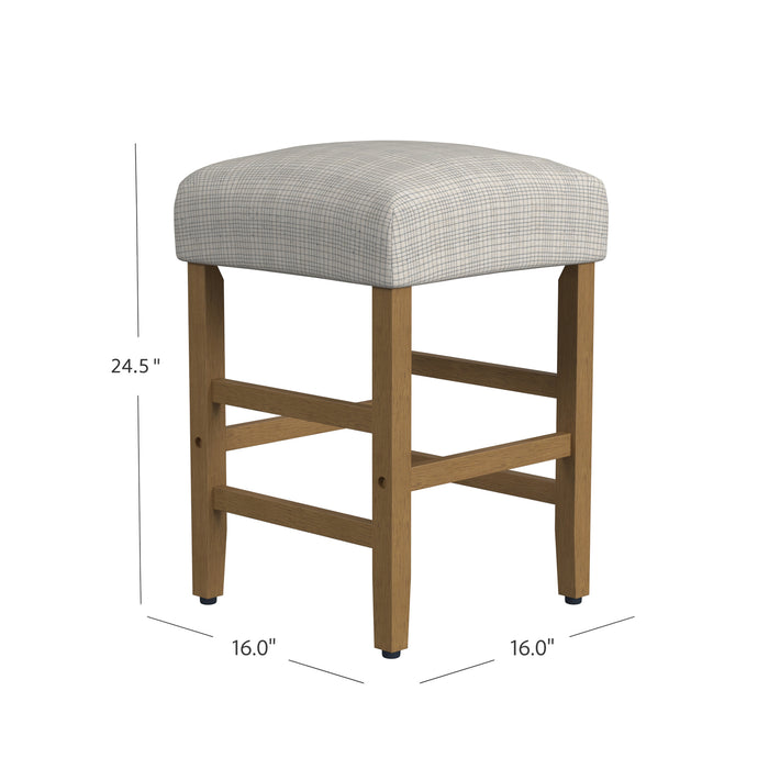 HomePop Square Counter Stool - Sage Mini Grid Pattern