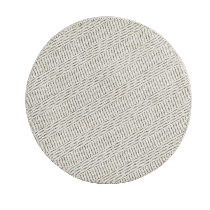 HomePop Large Round Storage Ottoman - Cream Chevron Woven