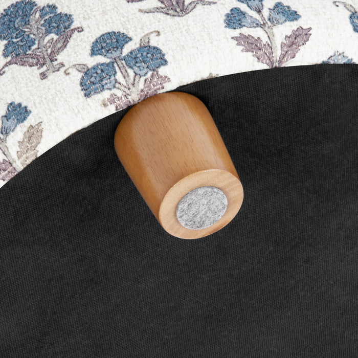 HomePop Round Storage Ottoman - Blue Floral Pattern