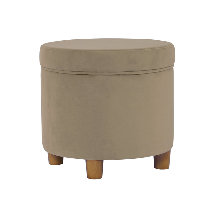 HomePop Round Storage Ottoman - Fawn Velvet