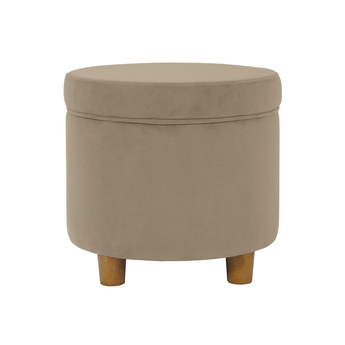 HomePop Round Storage Ottoman - Fawn Velvet