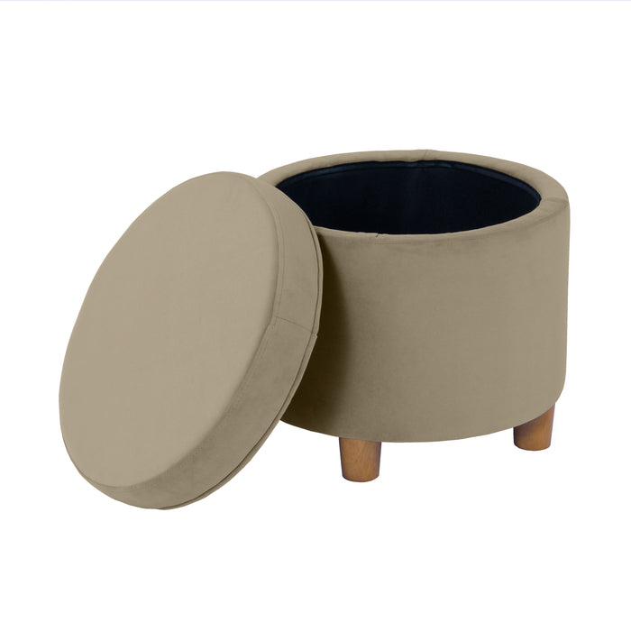 HomePop Round Storage Ottoman - Fawn Velvet