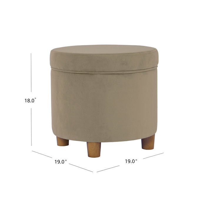 HomePop Round Storage Ottoman - Fawn Velvet