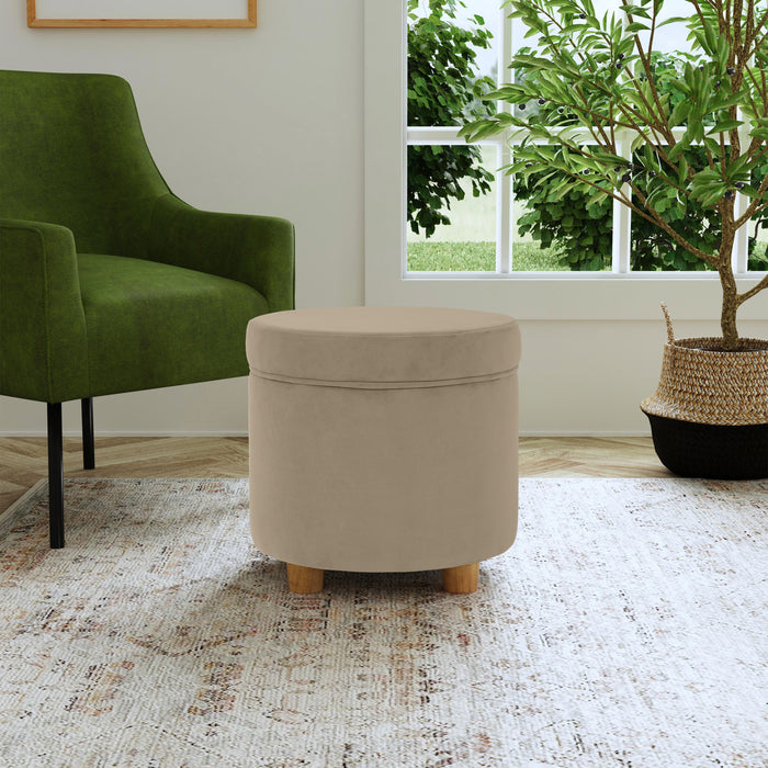 HomePop Round Storage Ottoman - Fawn Velvet