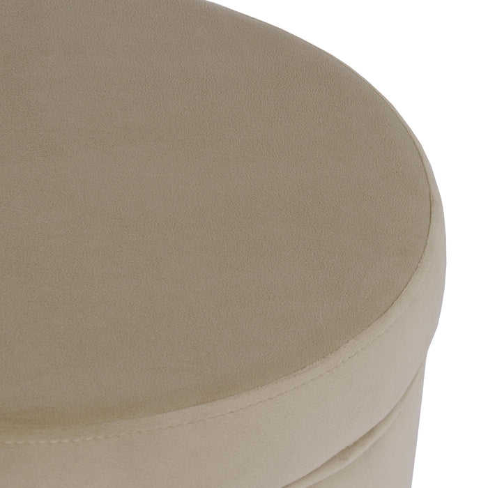 HomePop Round Storage Ottoman - Fawn Velvet