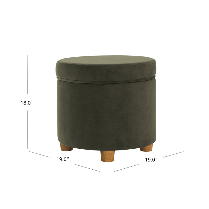 HomePop Round Storage Ottoman - Loden Green Velvet