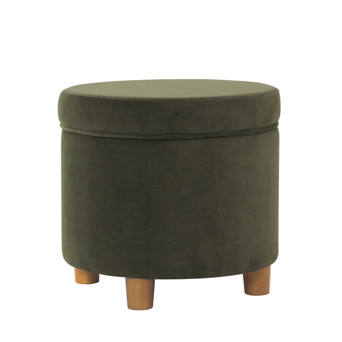 HomePop Round Storage Ottoman - Loden Green Velvet