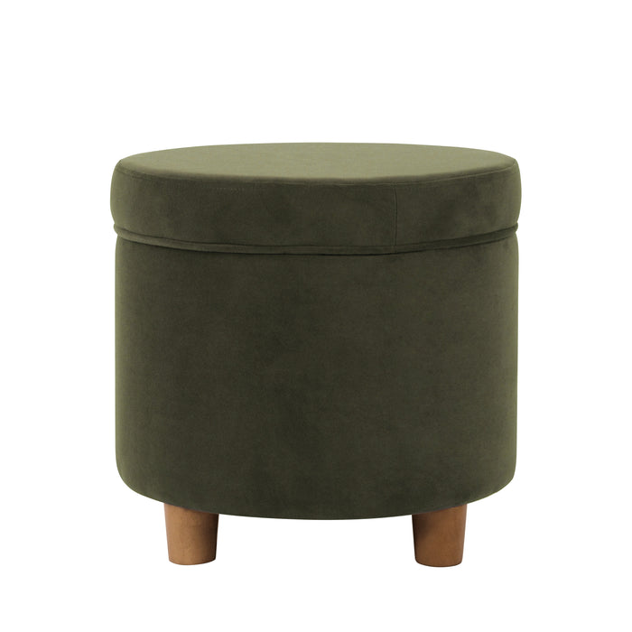 HomePop Round Storage Ottoman - Loden Green Velvet