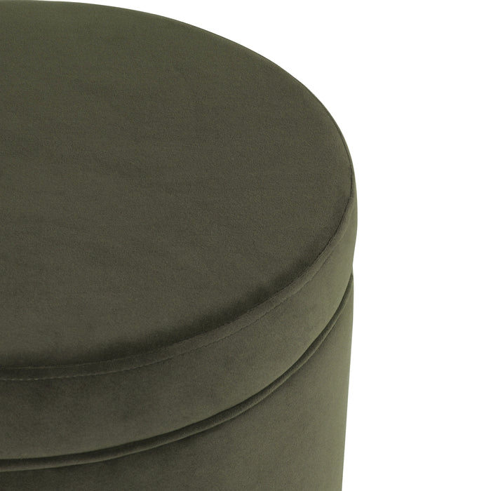 HomePop Round Storage Ottoman - Loden Green Velvet