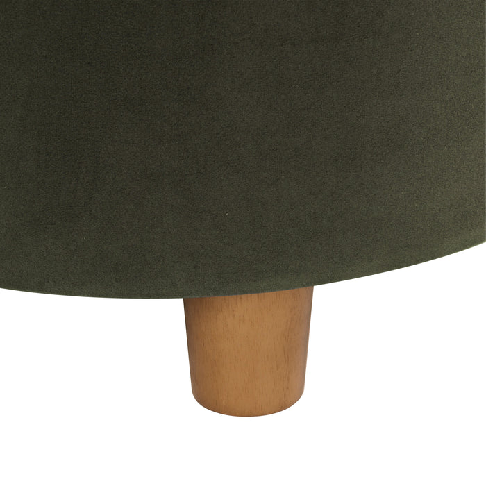 HomePop Round Storage Ottoman - Loden Green Velvet