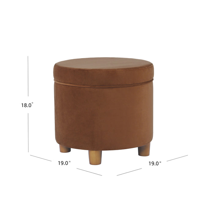 HomePop Round Storage Ottoman - Spice Velvet