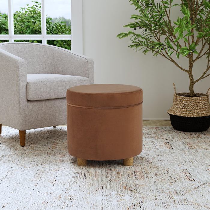 HomePop Round Storage Ottoman - Spice Velvet