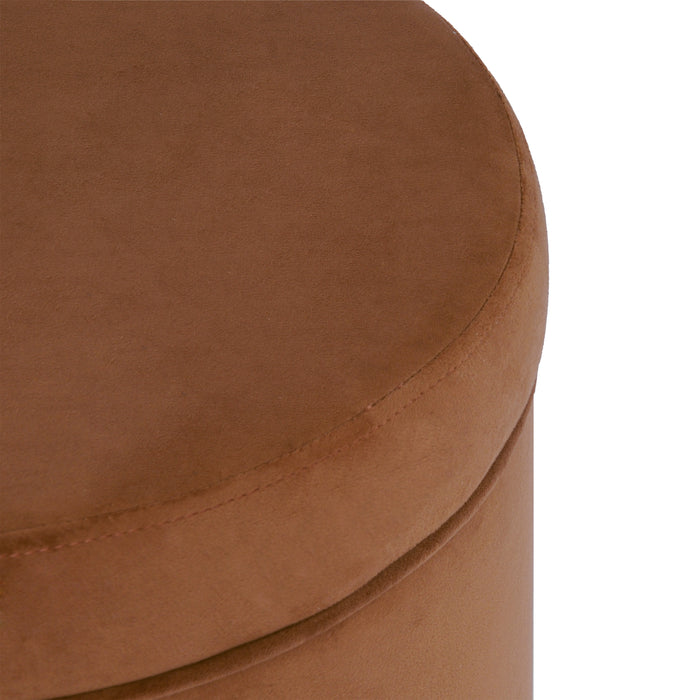 HomePop Round Storage Ottoman - Spice Velvet