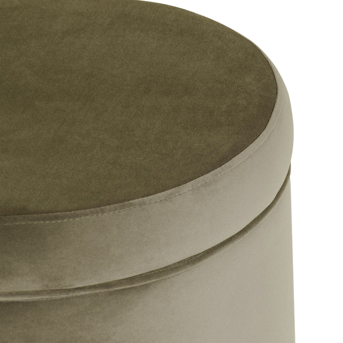 HomePop Round Storage Ottoman - Light sage green Velvet