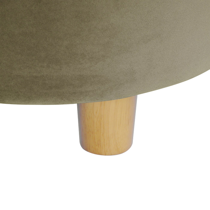 HomePop Round Storage Ottoman - Light sage green Velvet