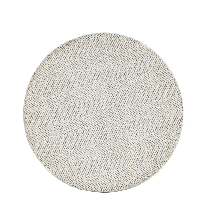HomePop Round Storage Ottoman - Cream Chevron Woven