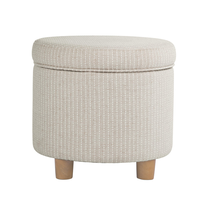 HomePop Round Storage Ottoman - White Woven Stripe