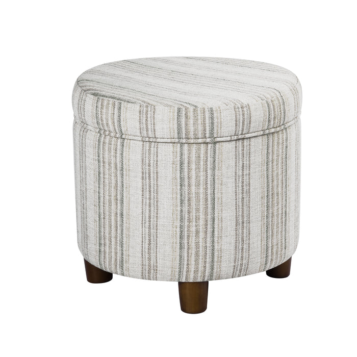 HomePop Round Storage Ottoman - Gray Striped Pattern