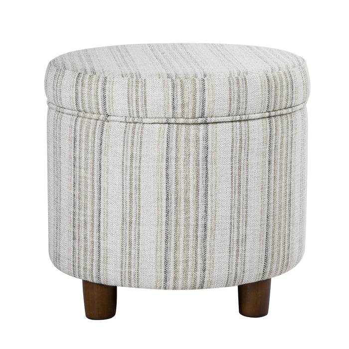 HomePop Round Storage Ottoman - Gray Striped Pattern