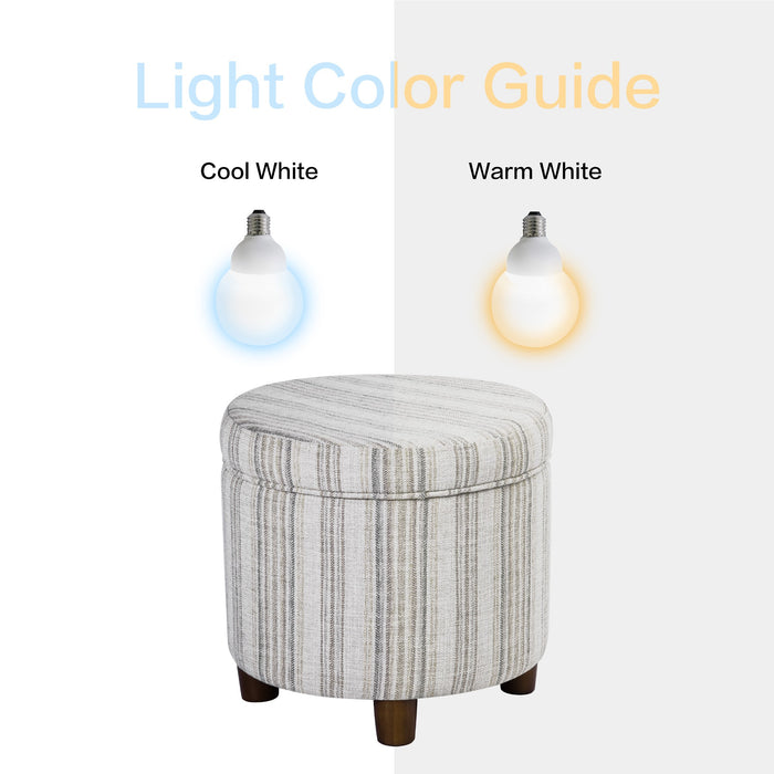 HomePop Round Storage Ottoman - Gray Striped Pattern
