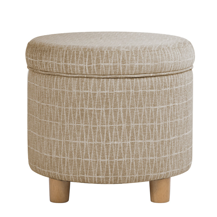 HomePop Round Storage Ottoman - Tan Geometric Pattern