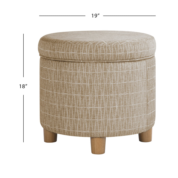 HomePop Round Storage Ottoman - Tan Geometric Pattern