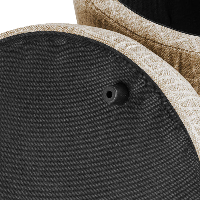 HomePop Round Storage Ottoman - Tan Geometric Pattern