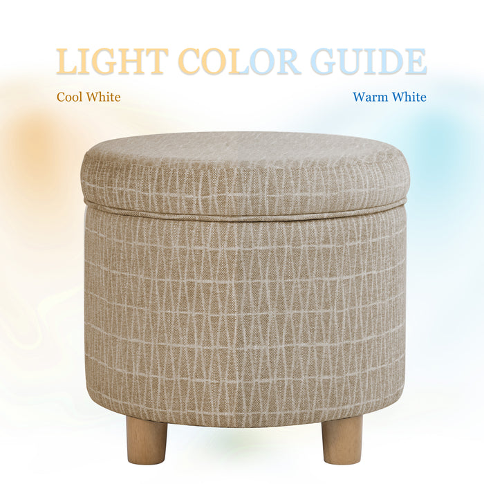 HomePop Round Storage Ottoman - Tan Geometric Pattern