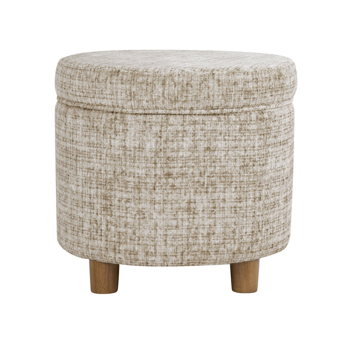 HomePop Round Storage Ottoman - Cream Textural Woven