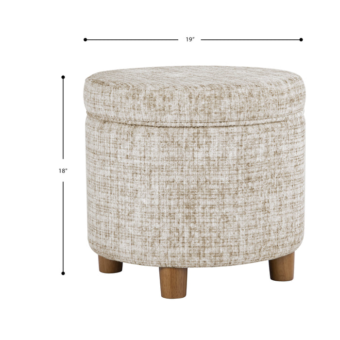 HomePop Round Storage Ottoman - Cream Textural Woven