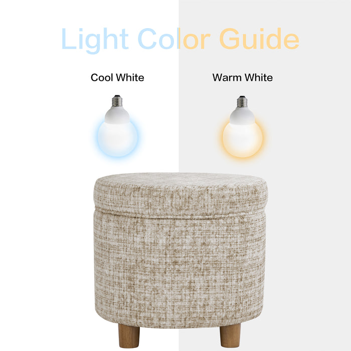 HomePop Round Storage Ottoman - Cream Textural Woven