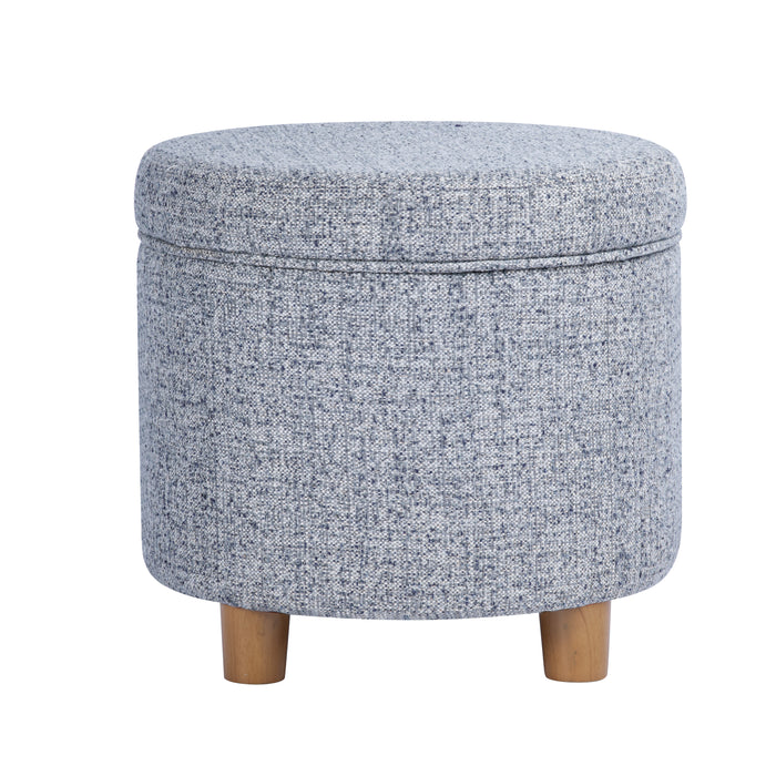 HomePop Round Storage Ottoman - Blue Gray Woven Fabric