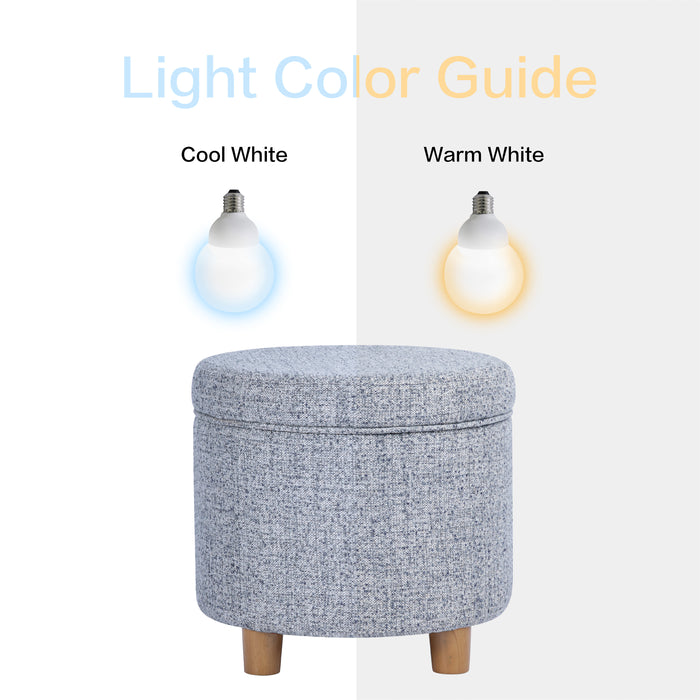 HomePop Round Storage Ottoman - Blue Gray Woven Fabric