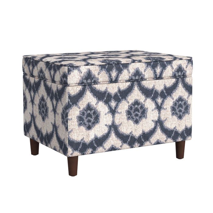 HomePop - Dinah 24" Storage Ottoman - Blue Medallion Print