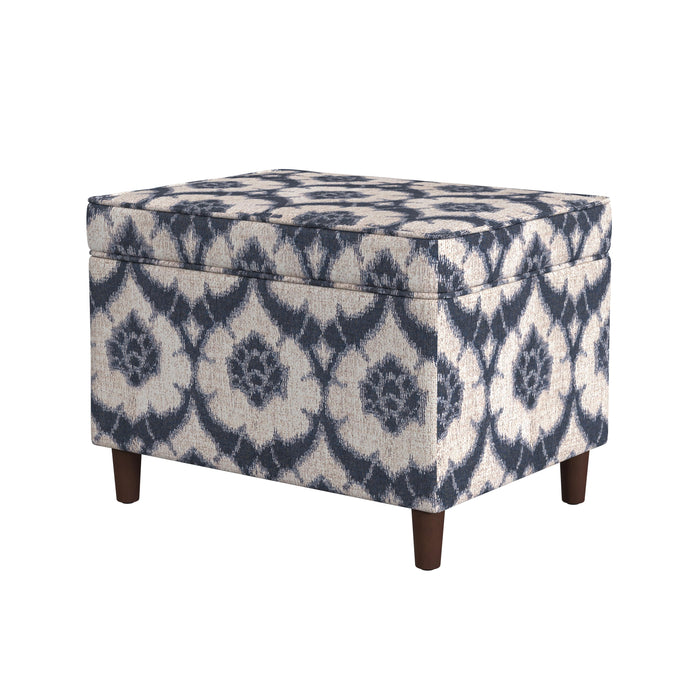 HomePop - Dinah 24" Storage Ottoman - Blue Medallion Print