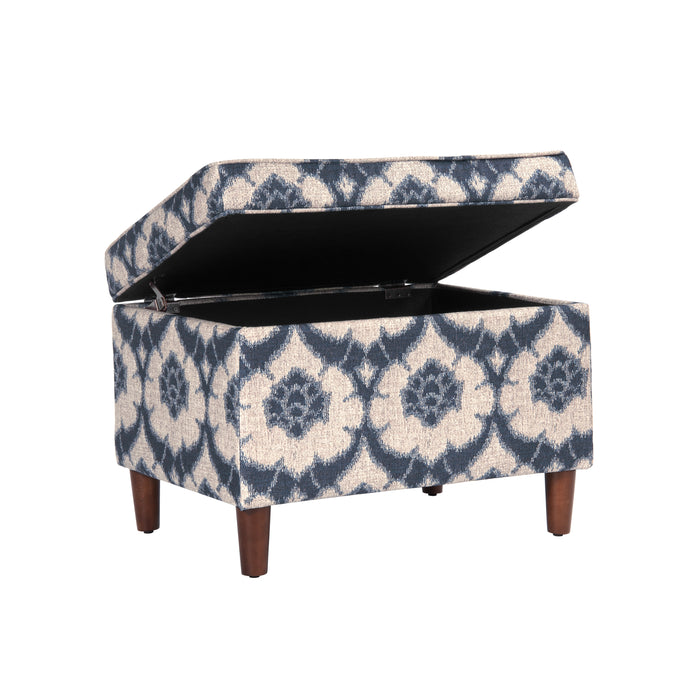 HomePop - Dinah 24" Storage Ottoman - Blue Medallion Print