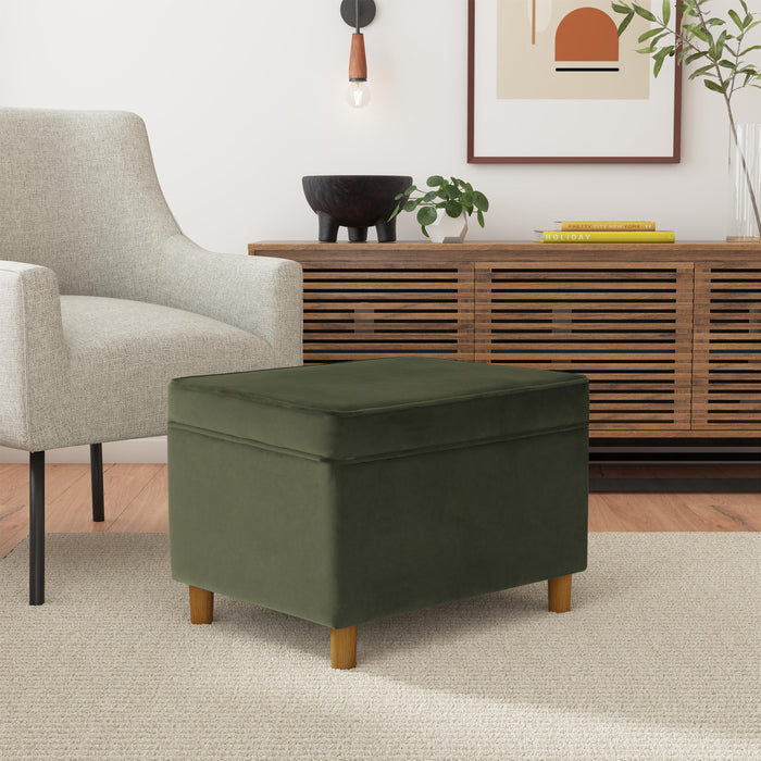 HomePop - Dinah 24" Storage Ottoman- Loden Green Velvet