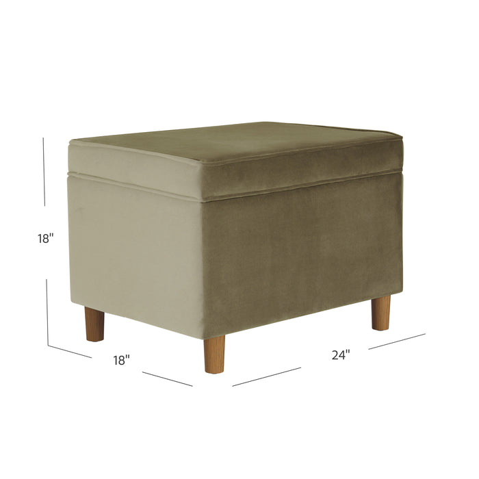 HomePop - Dinah 24" Storage Ottoman- Light Sage Green Velvet